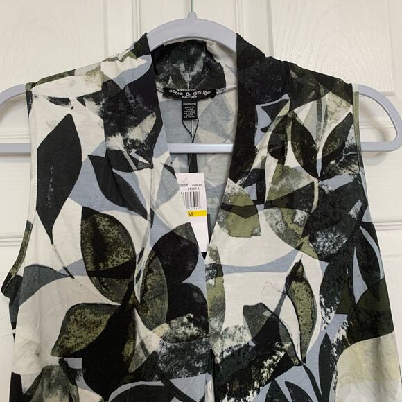 NWT Cable and gauge black and white botanical print sleeveless top - Picture 6 of 7